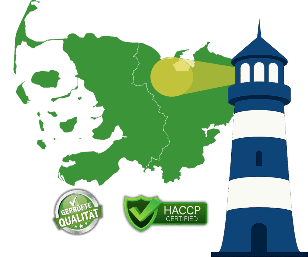 Wilhelmsen Biotec Leuchtturm mit Badges